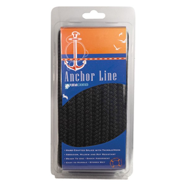 Unicord Companies® - 3/8" D x 50' L Black Solid Braid MFP Polypropylene Anchor Line