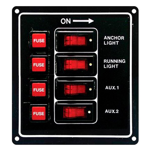 SeaSense® - Standard 4-Gang 12 V DC 40 A Rocker Switch Panel with Circuit Breaker