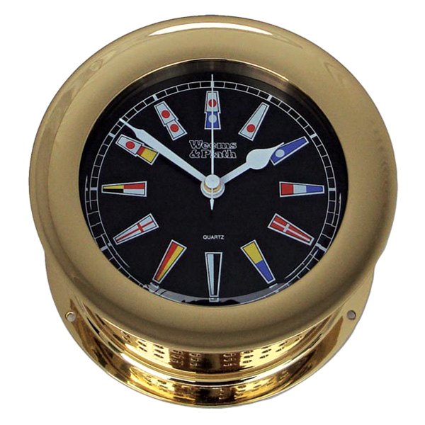 Weems & Plath® - Atlantis 5-1/2" Brass Quartz Clock with Color Flags