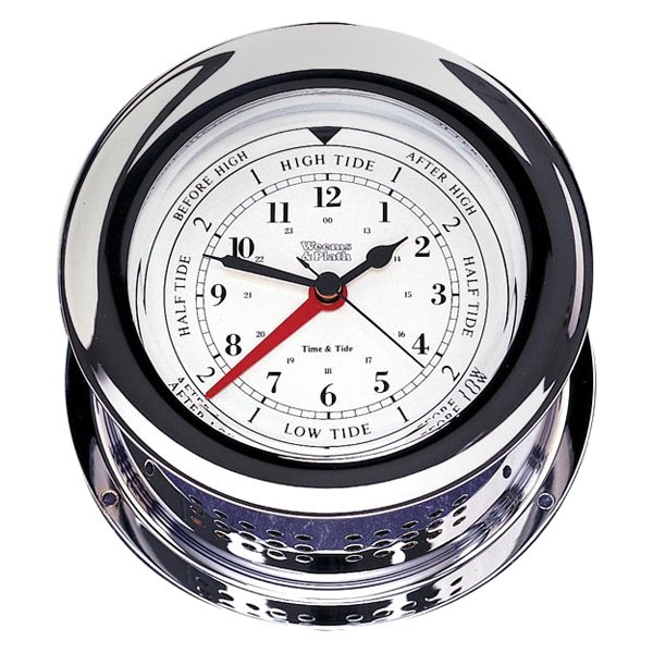 Weems & Plath® - Atlantis 5-1/2" Chrome Plated Quartz Time & Tide Clock