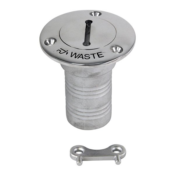Whitecap® - 1-1/2" I.D. 90° 316 Stainless Steel Hose Waste Deck Fill