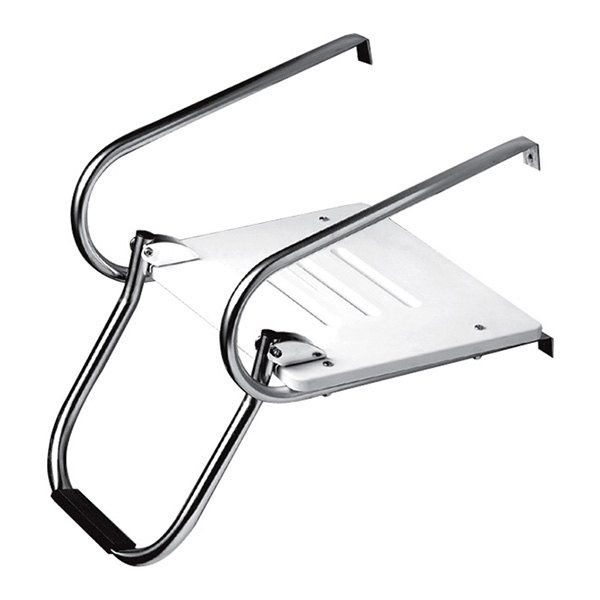 Whitecap® - 15" L x 18" W White Plastic Inboard/Outboard Swim Platform with 1-Step Ladder & Handrails