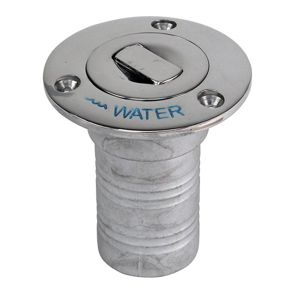 Whitecap® - 1-1/2" I.D. 90° 316 Stainless Steel Push-Up Hose Water Deck Fill