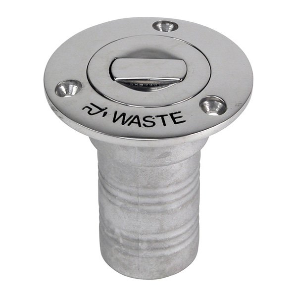 Whitecap® - 1-1/2" I.D. 90° 316 Stainless Steel Push-Up Hose Waste Deck Fill