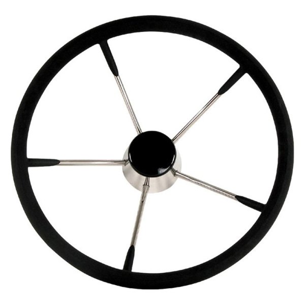 Whitecap® - Destroyer Series 13-1/2" D Black Foam Coated Stainless Steel Steering Wheel