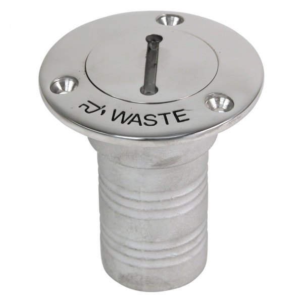 WhiteCap® - Tapered 1-1/2" I.D. 90° 316 Stainless Steel Hose Waste Deck Fill with Key