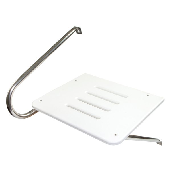 Whitecap® - 15" L x 18" W White Plastic Outboard Swim Platform with Handrails