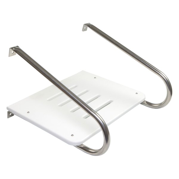 Whitecap® - 15" L x 18" W White Plastic Inboard/Outboard Swim Platform with Handrails