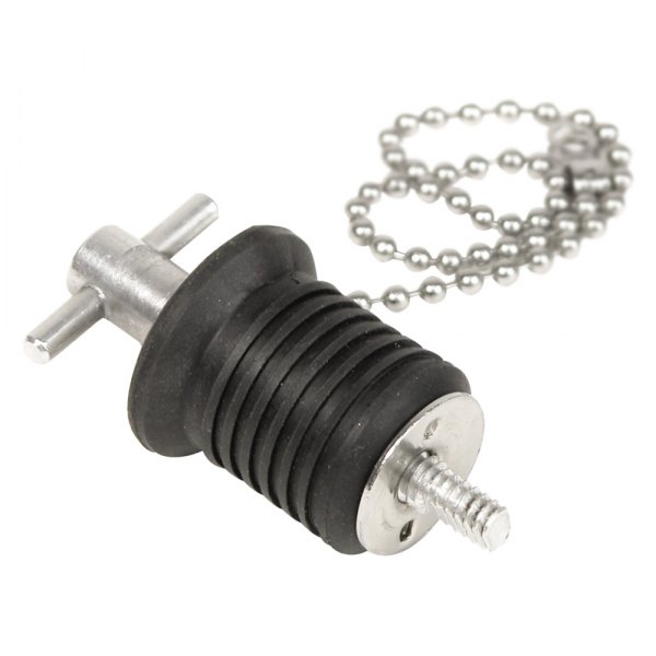Whitecap® - 1" D Aluminum Twist-Turn Bailer Drain Plug with 8" Stainless Steel Chain