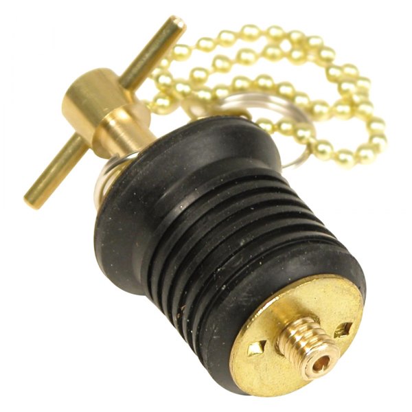 Whitecap® - 1" D Brass Twist-Turn Bailer Drain Plug with 8" Brass Chain