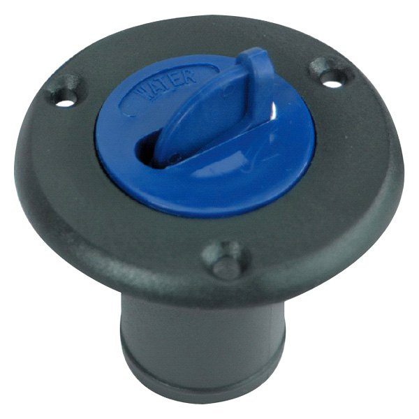 Whitecap® - 1-1/2" I.D. 90° Blue Nylon Gas/Diesel Deck Fill with Blue Coded Cap