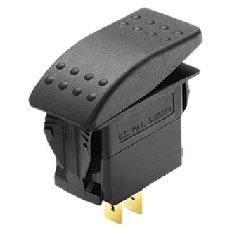 Whitecap® - Marine Series 12 V 20 A 3-Position On/Off/Mom Black Polycarbonate 1-Pole Double Throw SPDT Non-Lighted Multi Purpose Rocker Switch with Blade & Safety Cover