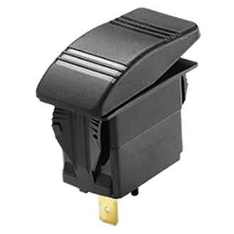 Whitecap® - Marine Series 12 V 20 A 2-Position Mom/On/Off Black Polycarbonate 1-Pole Single Throw SPST Illuminated Multi Purpose Rocker Switch with Blade & Safety Cover