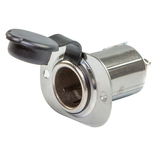 Whitecap® - 12 V Black/Chrome Stainless Steel Power Socket with Cap