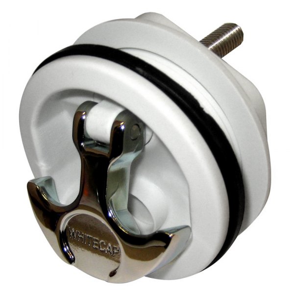 Whitecap® - 3" O.D. White Nylon/Chrome Plated Zamak Non-Locking T-Handle Hatch Latch