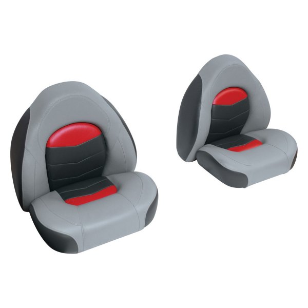 Wise® - Pro Angler Tour 21.5" H x 23.5" W x 18.75" D Marble Gray/Regal Red/Charcoal Bass Boat Seat Set, 2 Pieces