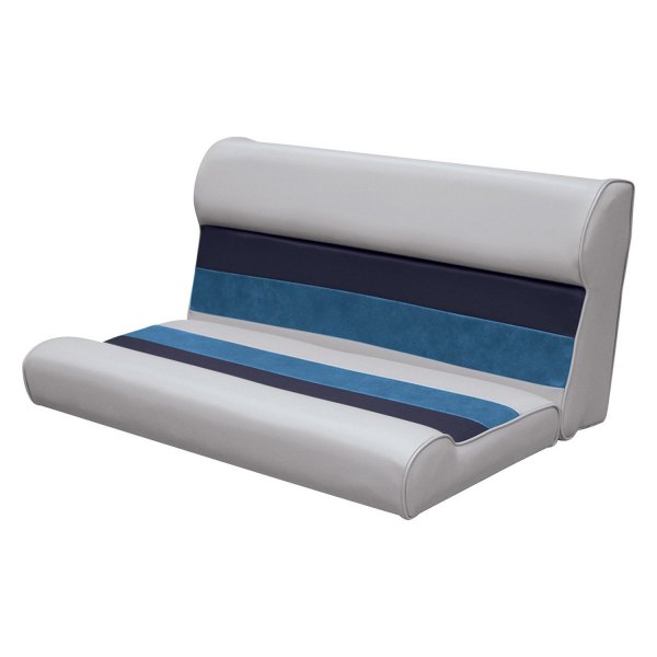 Wise® - Deluxe Series 29.25" H x 37" W x 24" D Gray/Navy/Blue Pontoon Bench Seat Cushion Set