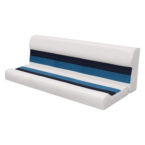 Wise® - Deluxe Series 29.25" H x 55" W x 24" D White/Navy/Blue Pontoon Bench Seat Cushion Set