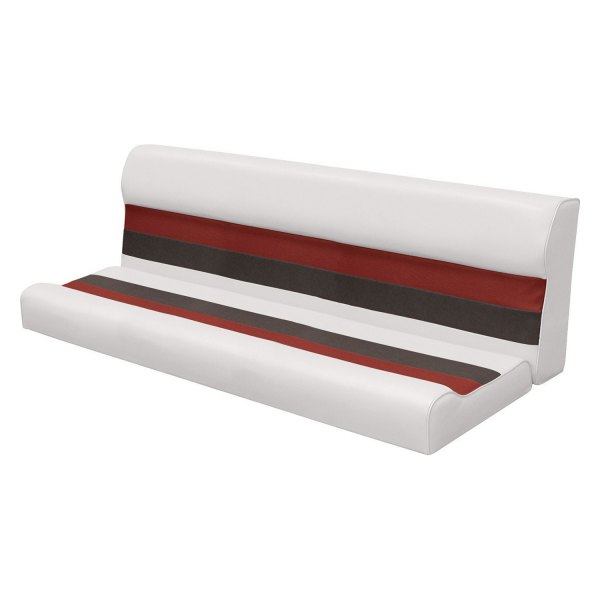Wise® - Deluxe Series 29.25" H x 55" W x 24" D White/Red/Charcoal Pontoon Bench Seat Cushion Set