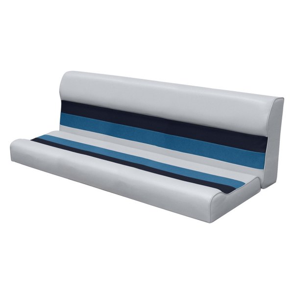Wise® - Deluxe Series 29.25" H x 55" W x 24" D Gray/Navy/Blue Pontoon Bench Seat Cushion Set