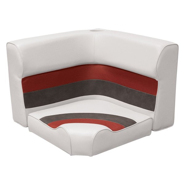 Wise® - Deluxe Series 18.25" H x 25.375" W x 32.75" D White/Red/Charcoal Pontoon Radius Corner Seat Cushion Set