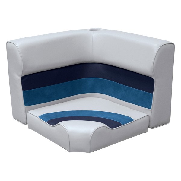 Wise® - Deluxe Series 18.25" H x 25.375" W x 32.75" D Gray/Navy/Blue Pontoon Radius Corner Seat Cushion Set