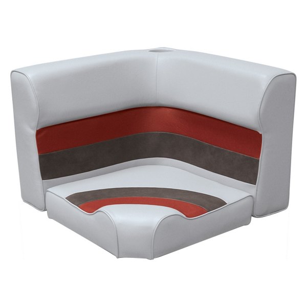 Wise® - Deluxe Series 18.25" H x 25.375" W x 32.75" D Gray/Red/Charcoal Pontoon Radius Corner Seat Cushion Set
