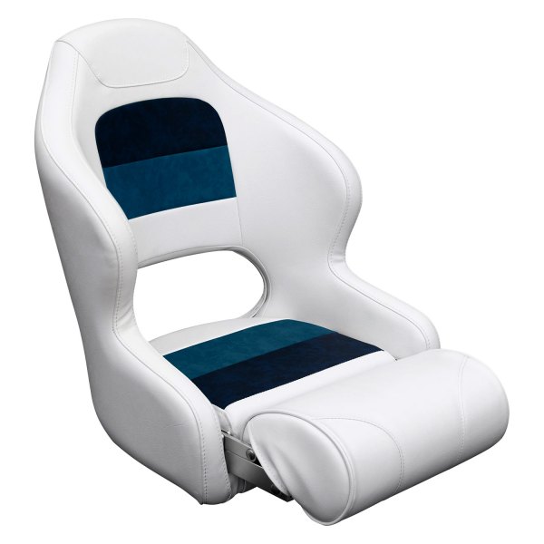 Wise® - Deluxe Series 23" H x 19" W x 27" D White/Navy/Blue Pontoon Bucket Seat with Flip-Up Bolster
