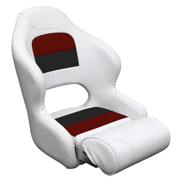 Wise® - Deluxe Series 23" H x 19" W x 27" D White/Red/Charcoal Pontoon Bucket Seat with Flip-Up Bolster