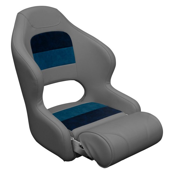 Wise® - Deluxe Series 23" H x 19" W x 27" D Gray/Navy/Blue Pontoon Bucket Seat with Flip-Up Bolster