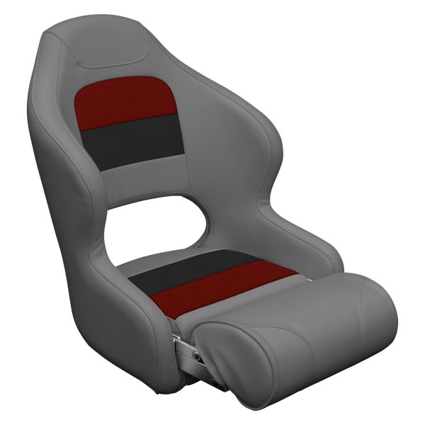 Wise® - Deluxe Series 23" H x 19" W x 27" D Gray/Red/Charcoal Pontoon Bucket Seat with Flip-Up Bolster
