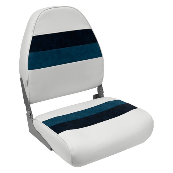 Wise® - Deluxe Series 21.25" H x 17" W x 21" D White/Navy/Blue Pontoon High Back Boat Seat
