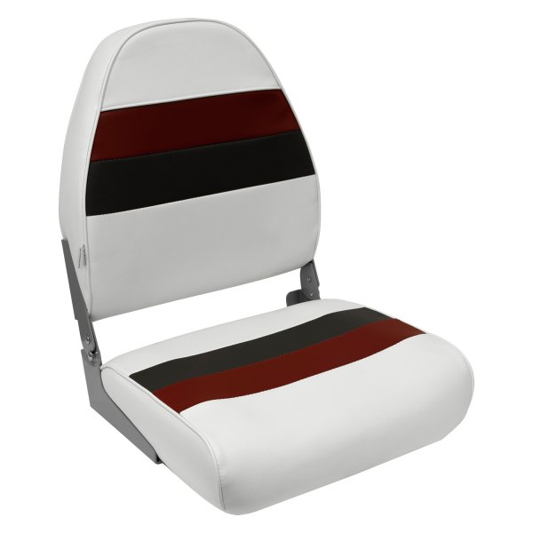 Wise® - Deluxe Series 21.25" H x 17" W x 21" D White/Charcoal/Red Pontoon High Back Boat Seat