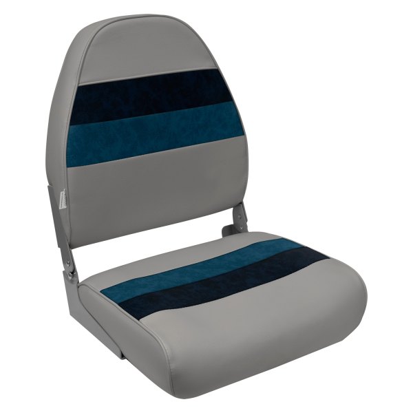 Wise® - Deluxe Series 21.25" H x 17" W x 21" D Gray/Navy/Blue Pontoon High Back Boat Seat
