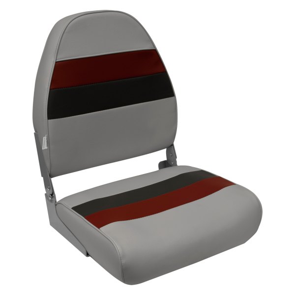 Wise® - Deluxe Series 21.25" H x 17" W x 21" D Gray/Charcoal/Red Pontoon High Back Boat Seat