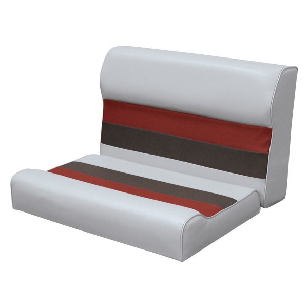 Wise® - Deluxe Series 29.25" H x 28" W x 24" D Gray/Charcoal/Red Pontoon Bench Seat Cushion Set
